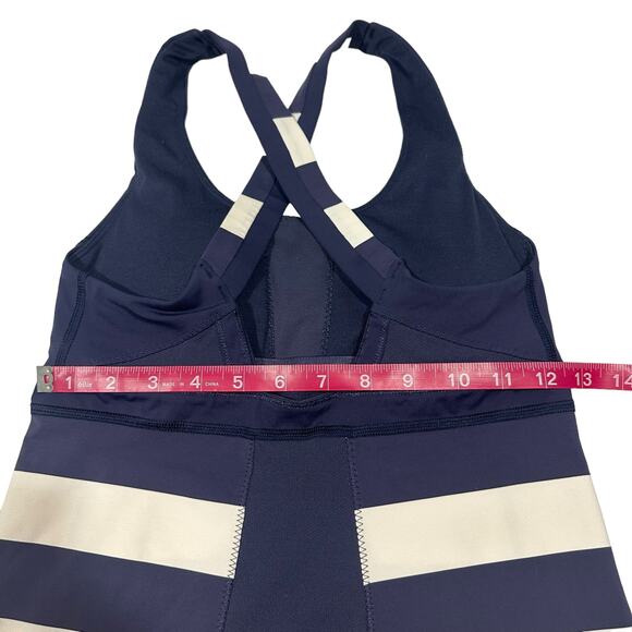 Lululemon Striped Navy Blue Stuff Your Bra Criss Cross Tank Top, Sz 6 - Picture 6 of 9